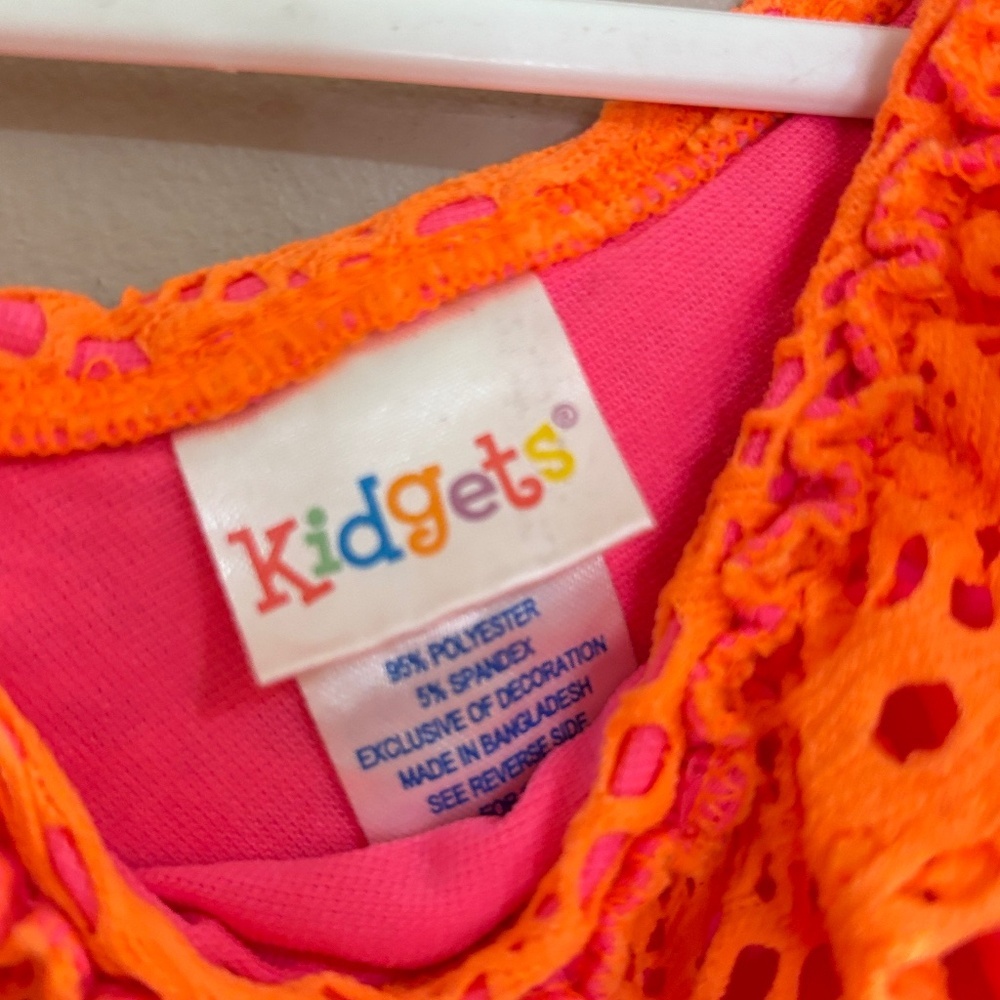 Kidgets Hot Pink & Neon Orange Crochet-Style Bikini Set – Girls Size 2T NWoT - Picture 6 of 15